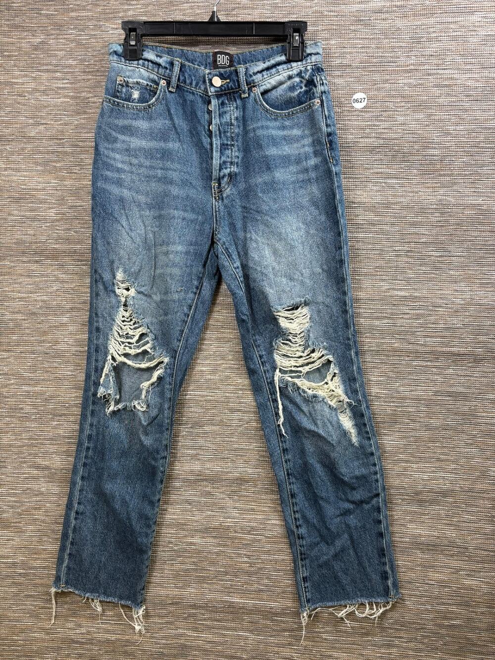 BDG Slim Straight Ankle Jeans Womens Size 27 Medium Wash Distressed USA Made
